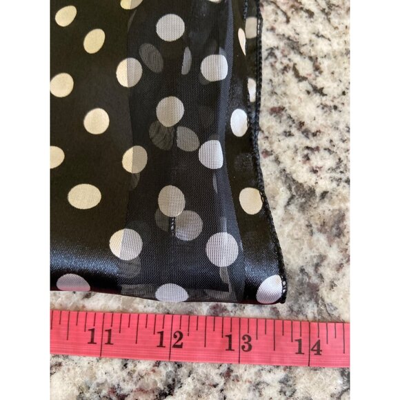 Womens Rectangle Scarf White Polka Dot Sheer Goth - Picture 8 of 8